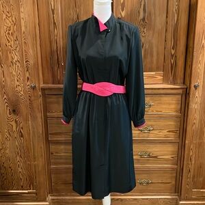 Vintage Jim Heilman dress black hot pink accent 14